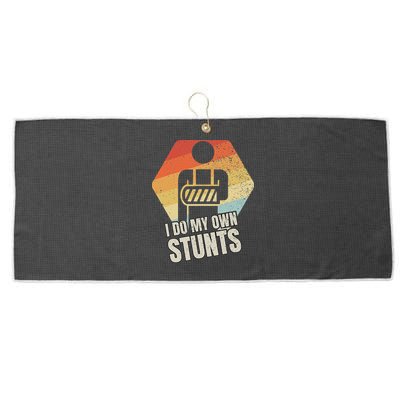 I Do My Own Stunts Broken Arm Gifts Funny Injury Large Microfiber Waffle Golf Towel