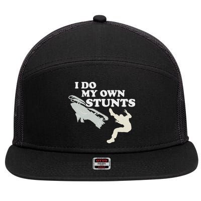 I Do My Own Stunts Snowmobile Snow Machine All 7 Panel Mesh Trucker Snapback Hat