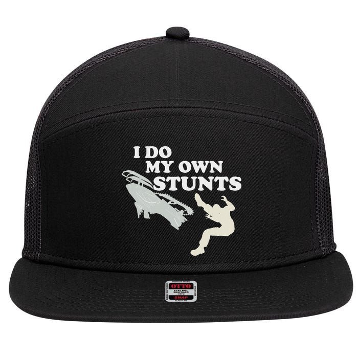 I Do My Own Stunts Snowmobile Snow Machine All 7 Panel Mesh Trucker Snapback Hat