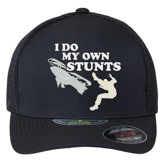 I Do My Own Stunts Snowmobile Snow Machine All Flexfit Unipanel Trucker Cap