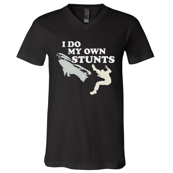 I Do My Own Stunts Snowmobile Snow Machine All V-Neck T-Shirt