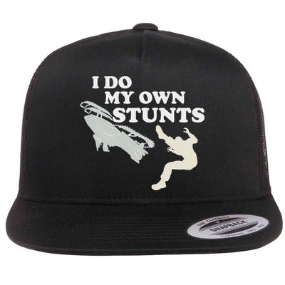 I Do My Own Stunts Snowmobile Snow Machine All Flat Bill Trucker Hat