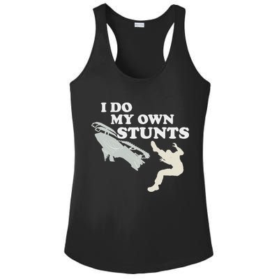 I Do My Own Stunts Snowmobile Snow Machine All Ladies PosiCharge Competitor Racerback Tank