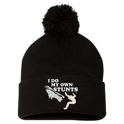 I Do My Own Stunts Snowmobile Snow Machine All Pom Pom 12in Knit Beanie