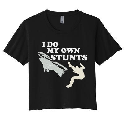I Do My Own Stunts Snowmobile Snow Machine All Crop Top