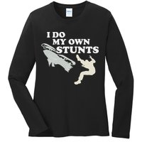 I Do My Own Stunts Snowmobile Snow Machine All Ladies Long Sleeve Shirt