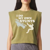 I Do My Own Stunts Snowmobile Snow Machine All Garment-Dyed Women's Muscle Tee