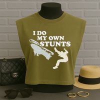 I Do My Own Stunts Snowmobile Snow Machine All Garment-Dyed Women's Muscle Tee