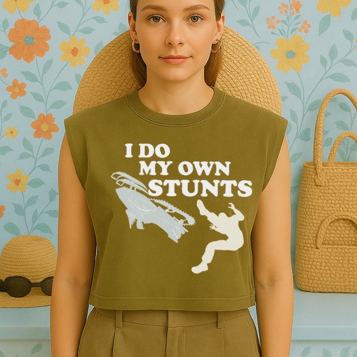 I Do My Own Stunts Snowmobile Snow Machine All Garment-Dyed Women's Muscle Tee