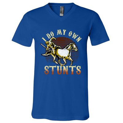 I Do My Own Stunts Horse Riding Competition Skills Gift V-Neck T-Shirt