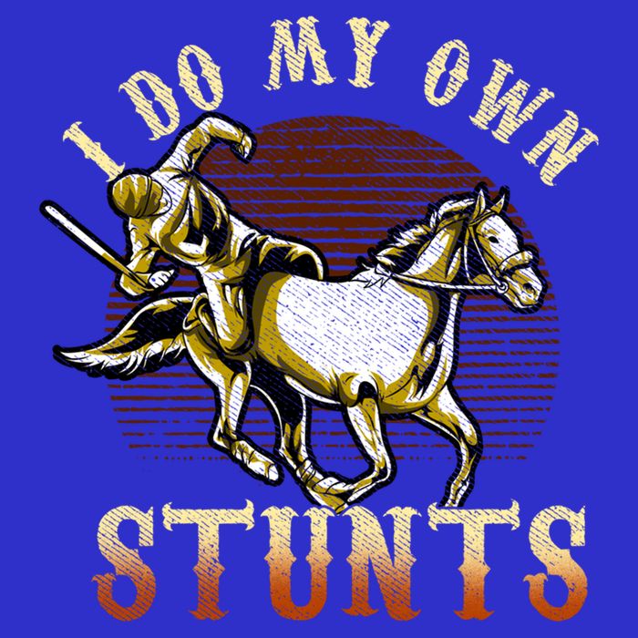 I Do My Own Stunts Horse Riding Competition Skills Gift Pom Pom 12in Knit Beanie