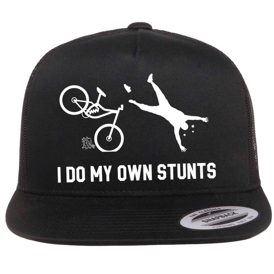I Do My Own Stunts Mountain Bike Funny Mtb Gift Flat Bill Trucker Hat