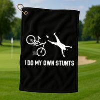 I Do My Own Stunts Mountain Bike Funny Mtb Gift Golf Towel