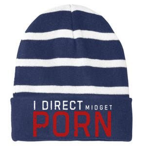 I Direct Midget Porn Funny Striped Beanie with Solid Band