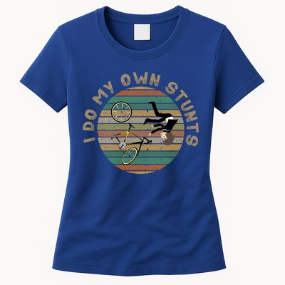 I Do My Own Stunts Mountain Biking Vintage Cute Gift Womens T-Shirt