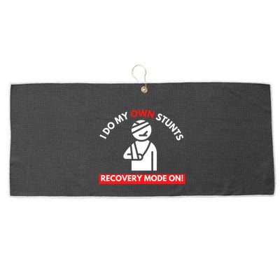 I Do My Own Stunts Recovery Mode On Fun Great Gift Injury Meaningful Gift Large Microfiber Waffle Golf Towel