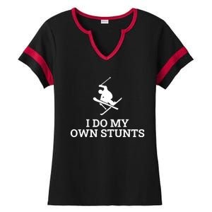 I Do My Own Stunts Ski Gift Ladies Halftime Notch Neck Tee