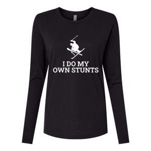 I Do My Own Stunts Ski Gift Womens Cotton Relaxed Long Sleeve T-Shirt