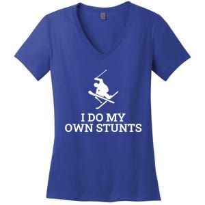 I Do My Own Stunts Ski Gift Women's V-Neck T-Shirt