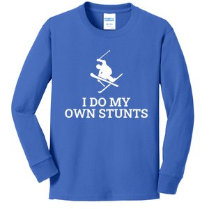 I Do My Own Stunts Ski Gift Kids Long Sleeve Shirt