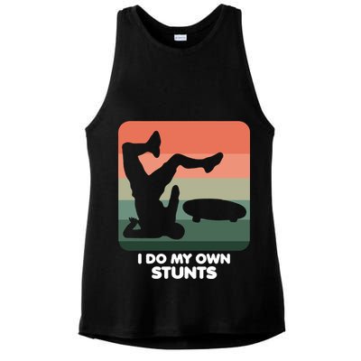 I Do My Own Stunts Funny Skateboard Ladies PosiCharge Tri-Blend Wicking Tank