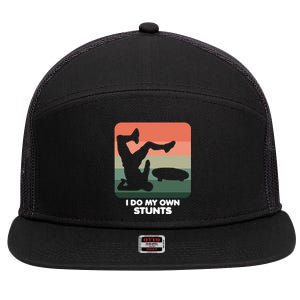 I Do My Own Stunts Funny Skateboard 7 Panel Mesh Trucker Snapback Hat