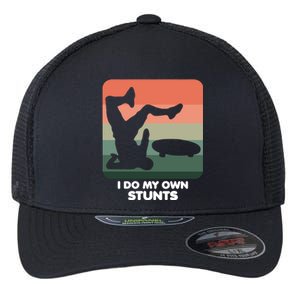 I Do My Own Stunts Funny Skateboard Flexfit Unipanel Trucker Cap