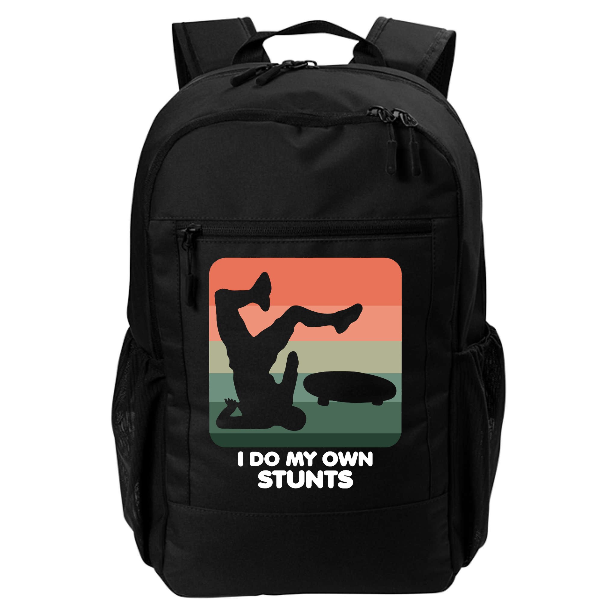 I Do My Own Stunts Funny Skateboard Backpack