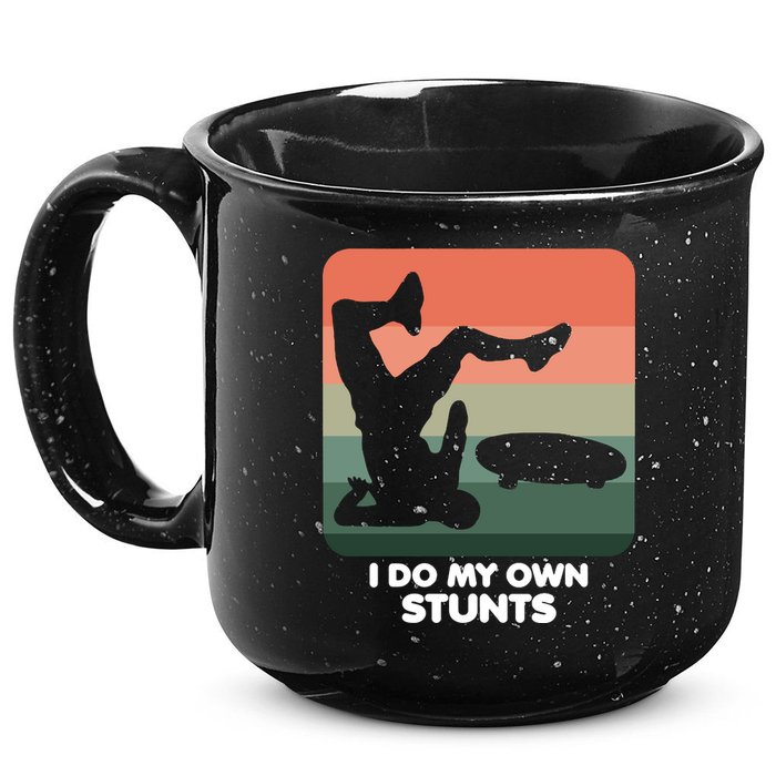 I Do My Own Stunts Funny Skateboard 15oz Campfire Ceramic Mug