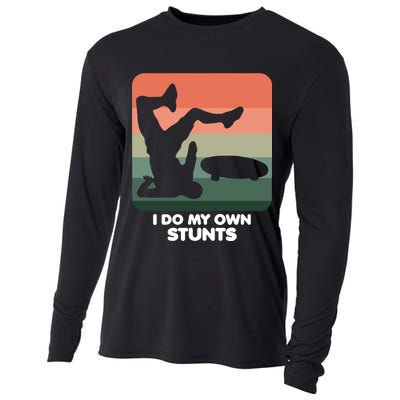 I Do My Own Stunts Funny Skateboard Cooling Performance Long Sleeve Crew