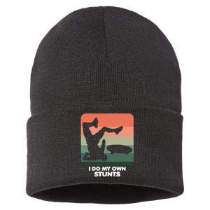 I Do My Own Stunts Funny Skateboard Sustainable Knit Beanie