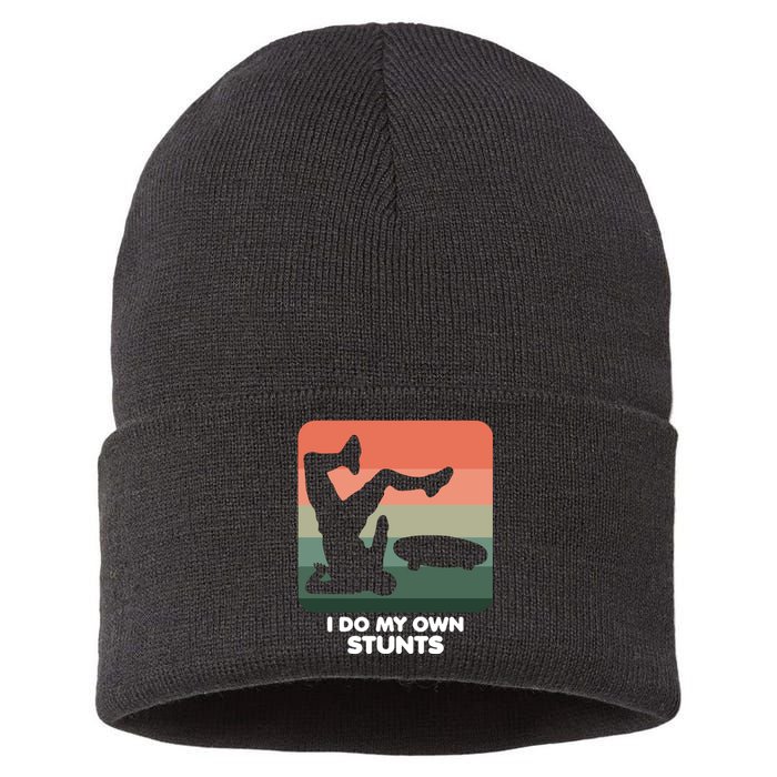 I Do My Own Stunts Funny Skateboard Sustainable Knit Beanie