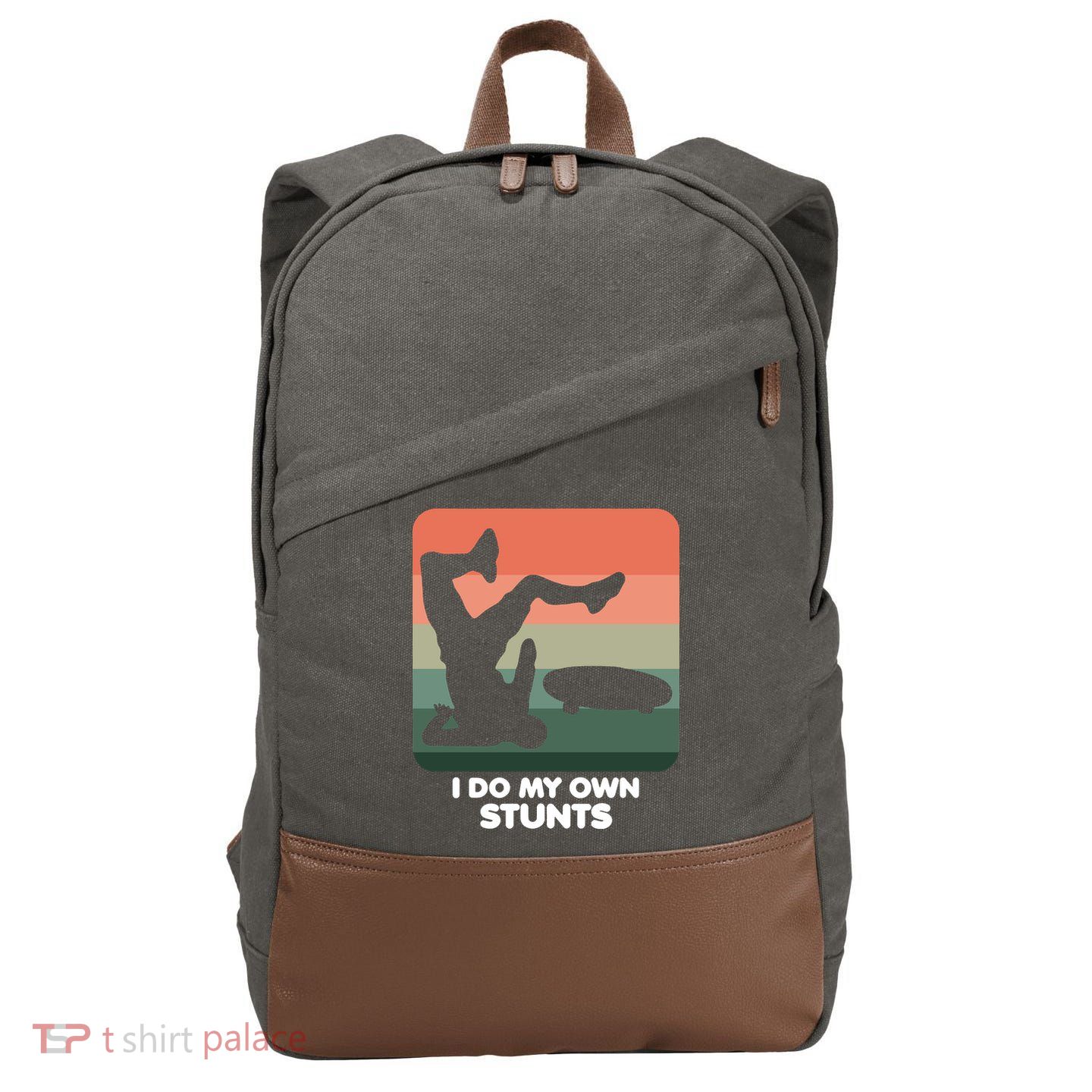 I Do My Own Stunts Funny Skateboard Cotton Canvas Backpack