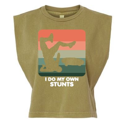 I Do My Own Stunts Funny Skateboard Garment-Dyed Women's Muscle Tee