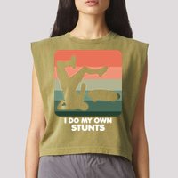 I Do My Own Stunts Funny Skateboard Garment-Dyed Women's Muscle Tee