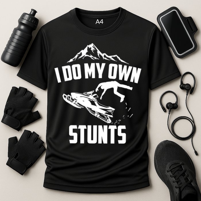 I Do My Own Stunts Snowmobile Cool Gift Cooling Performance Crew T-Shirt