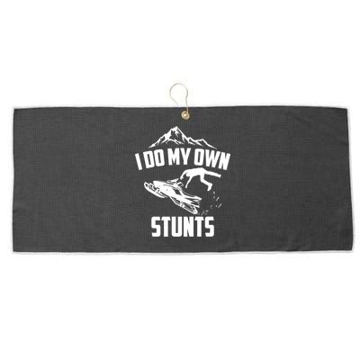I Do My Own Stunts Snowmobile Cool Gift Large Microfiber Waffle Golf Towel