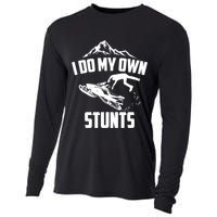 I Do My Own Stunts Snowmobile Cool Gift Cooling Performance Long Sleeve Crew