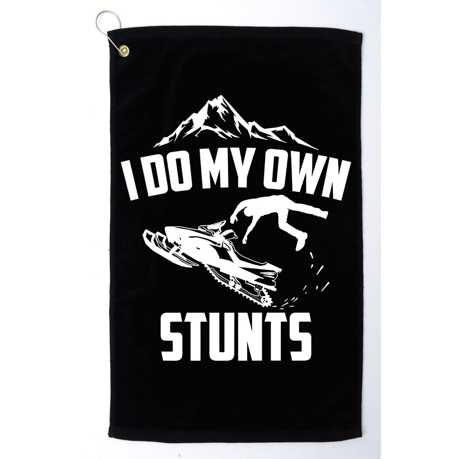 I Do My Own Stunts Snowmobile Cool Gift Golf Towel