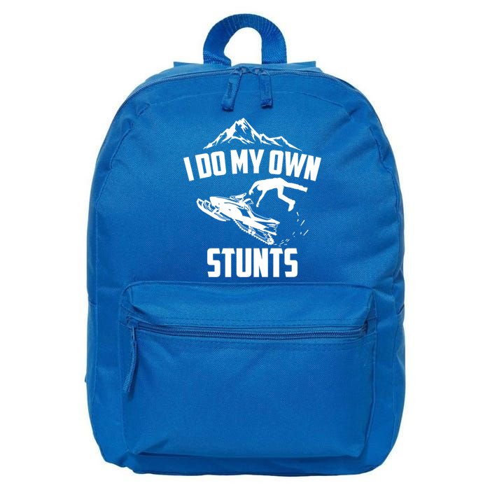 I Do My Own Stunts Snowmobile Cool Gift 16 in Basic Backpack