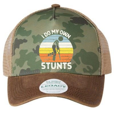 I Do My Own Stunts Broken Leg Get Well Soon Gift Crutches Legacy Tie Dye Trucker Hat