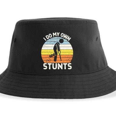 I Do My Own Stunts Broken Leg Get Well Soon Gift Crutches Sustainable Bucket Hat