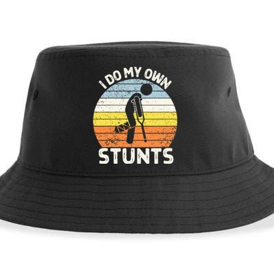 I Do My Own Stunts Broken Leg Get Well Soon Gift Crutches Sustainable Bucket Hat