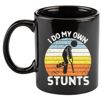 I Do My Own Stunts Broken Leg Get Well Soon Gift Crutches 11oz C Handle Ceramic Mug