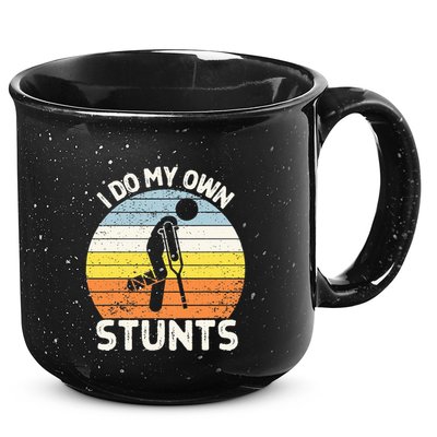 I Do My Own Stunts Broken Leg Get Well Soon Gift Crutches 15oz Campfire Ceramic Mug