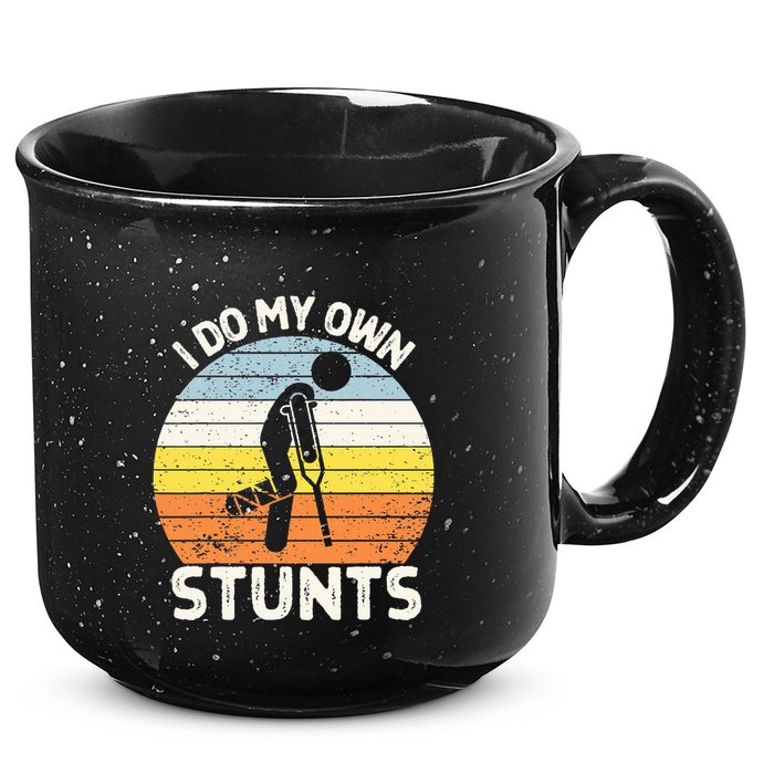 I Do My Own Stunts Broken Leg Get Well Soon Gift Crutches 15oz Campfire Ceramic Mug