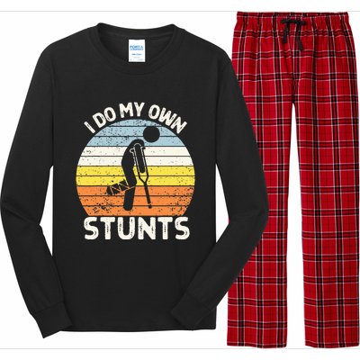 I Do My Own Stunts Broken Leg Get Well Soon Gift Crutches Long Sleeve Pajama Set