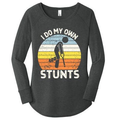 I Do My Own Stunts Broken Leg Get Well Soon Gift Crutches Women's Perfect Tri Tunic Long Sleeve Shirt