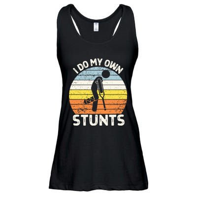 I Do My Own Stunts Broken Leg Get Well Soon Gift Crutches Ladies Essential Flowy Tank