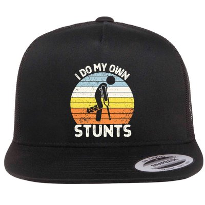 I Do My Own Stunts Broken Leg Get Well Soon Gift Crutches Flatbill Hat